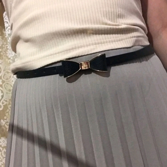 Plus Black faux leather Bow tie skinny waist evening Formal wedding dress belt - Picture 8 of 16